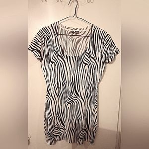 Black and white zebra print sweater dress